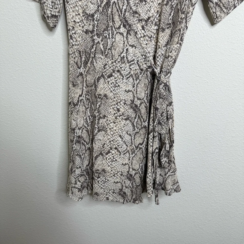 Reformation Monica Wrap Mini Dress Python Snake Print Size Medium PTP-18” - Picture 11 of 16